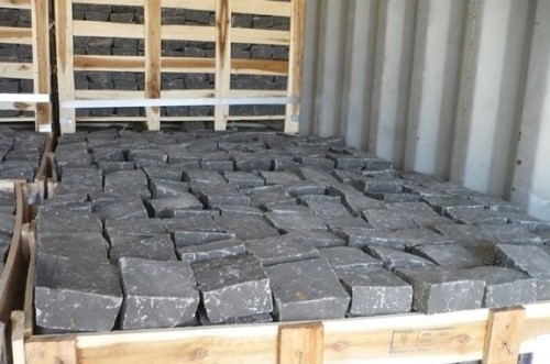 natural split black basalt cobble